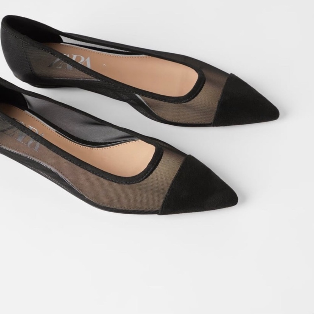 ZARA mesh ballet flats black